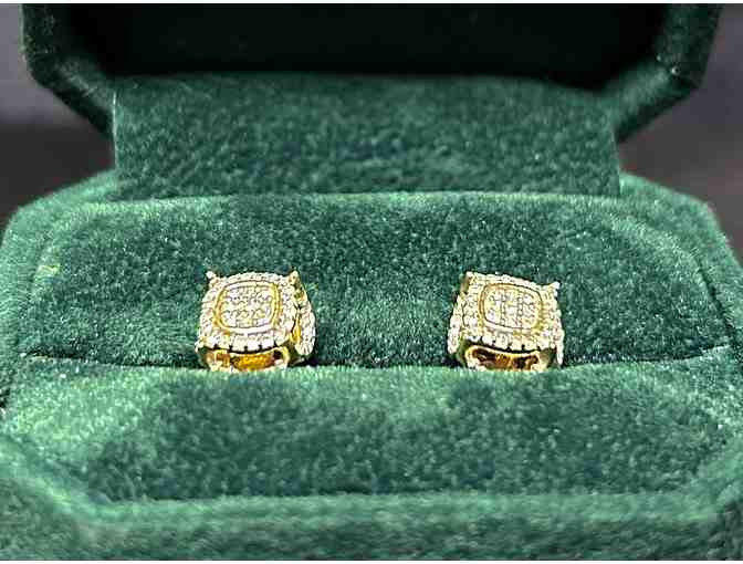 10k Yellow-Gold Diamond-Cluster Earrings