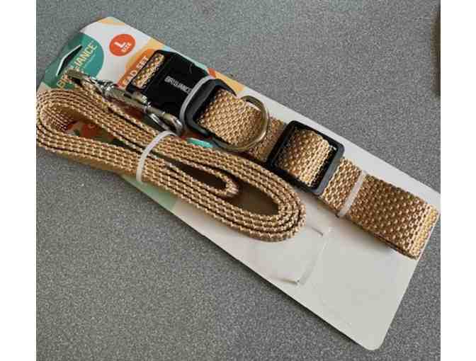 Brilliance Dog Collar and Lead Set - Large Gold - Photo 1