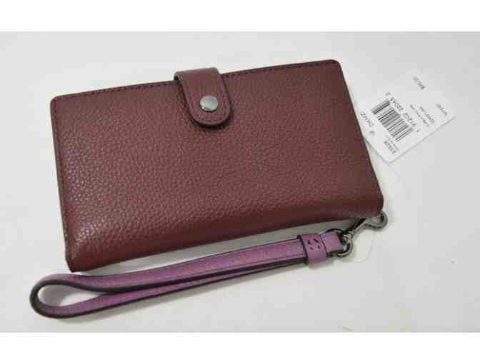 Coach Colorblock Wine Multicolor Leather Wallet Wristlet - Photo 1