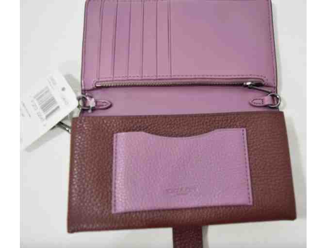Coach Colorblock Wine Multicolor Leather Wallet Wristlet - Photo 2