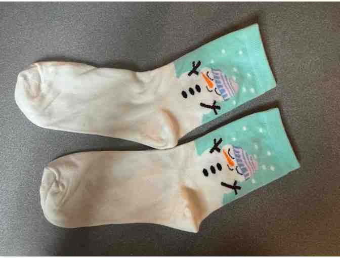 Snowman Crew Socks - Light Blue - Photo 1