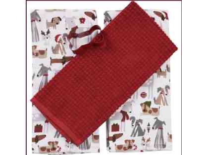 Happy Pups Christmas Kitchen Towel Set with Cookie Cutter