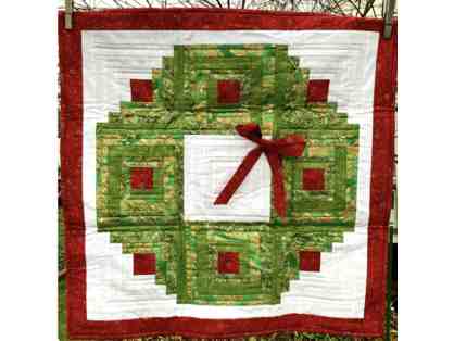 Vintage Holiday Wreath Patchwork Quilt Wall hanging
