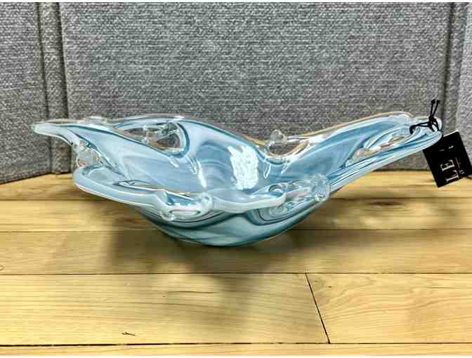 Abstract shaped large glass dish