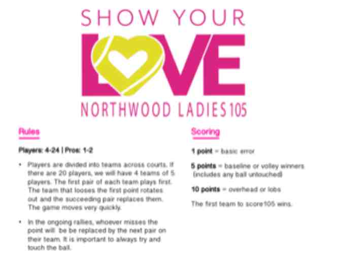 Northwood Club - Ladies Tennis 105 Event (Player ticket)