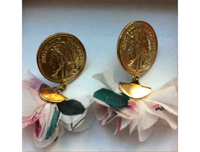 French Coin and Silk Tutu Earrings by Nicola Bathie