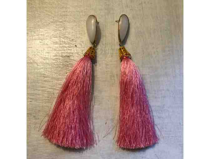 Pink Tassel Earrings by Nicola Bathie