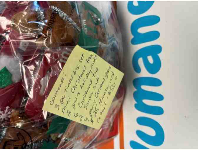 Christmas tinsel basket and $25 Amazon gift card