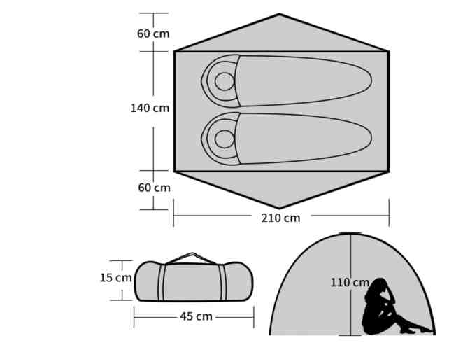 Bisinna Two Person Lightweight Camping Tent (Orange/Grey) w/ matching Double Sleeping Bag