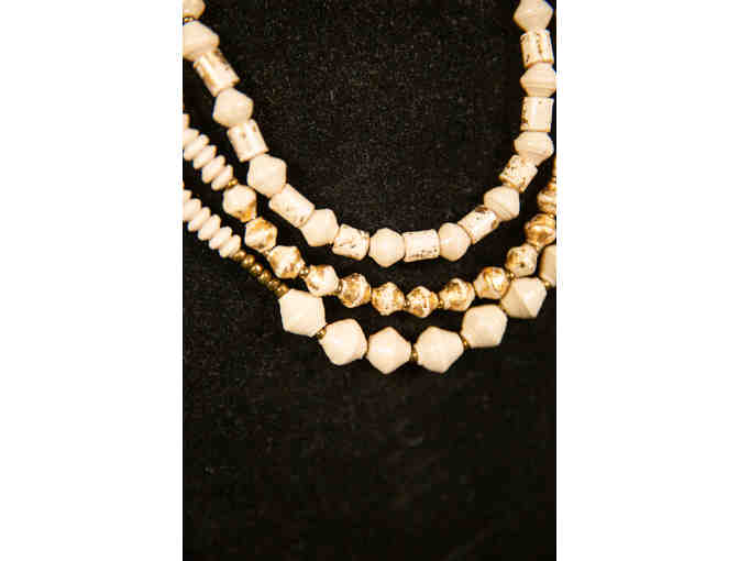 31 Bits - Triple Strand Necklace Cream/Gold
