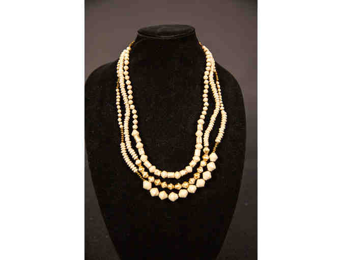 31 Bits - Triple Strand Necklace Cream/Gold