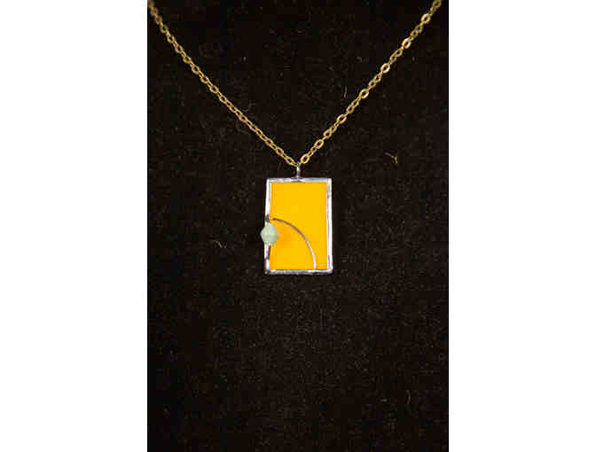 Abstract Stained Glass Pendant with bead