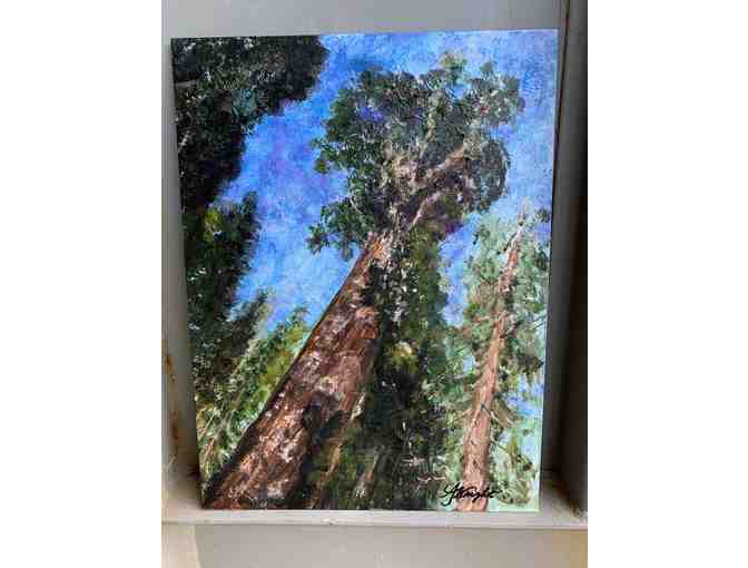 Oil/Acrylic of the Sequoias (8' x 10'), Cozy Blanket, and Succulent