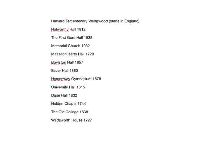 Complete Set of Crimson and White Wedgwood Harvard Teacups