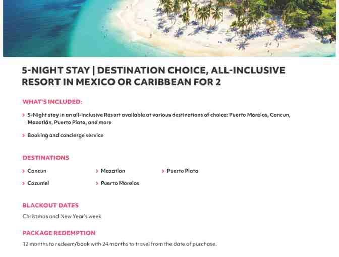 5 Night All Inclusive Trip