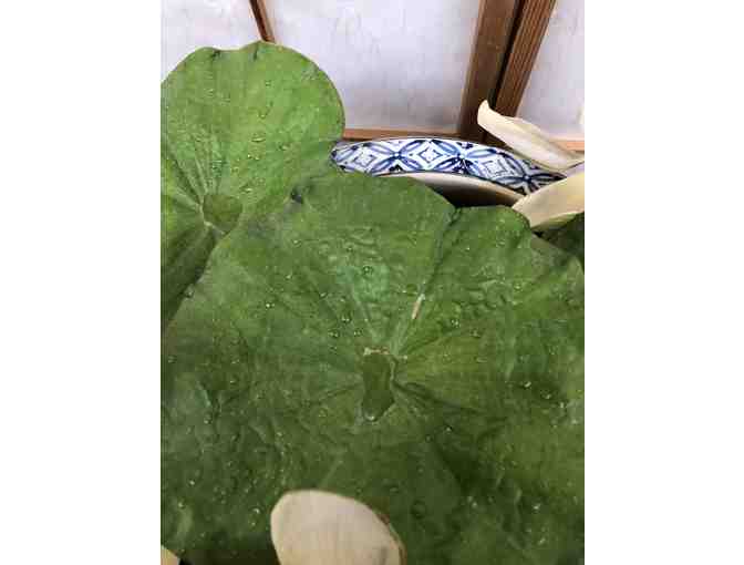 Classic Hibachi with Frog Stand and Water Lilies Decor