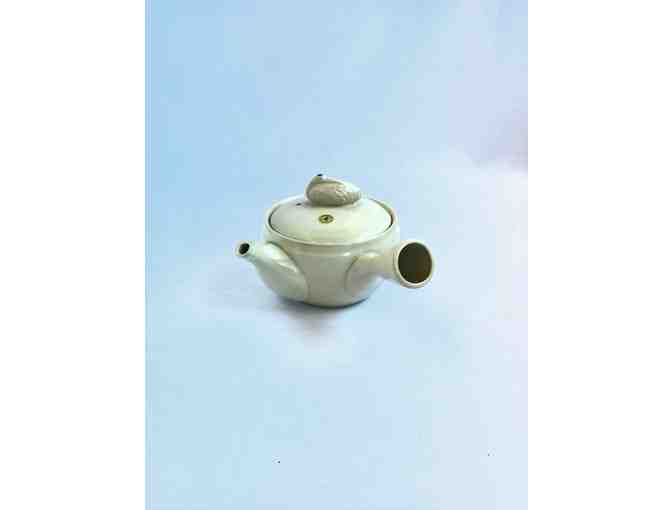 Beige Japanese Ceramic Teapot with Crane