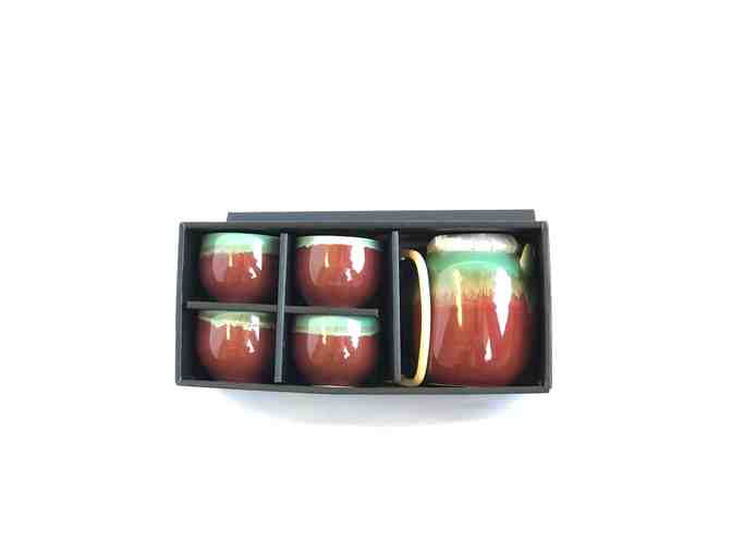 Japanese Handglazed Blue and Brown Ceramic Tea Set