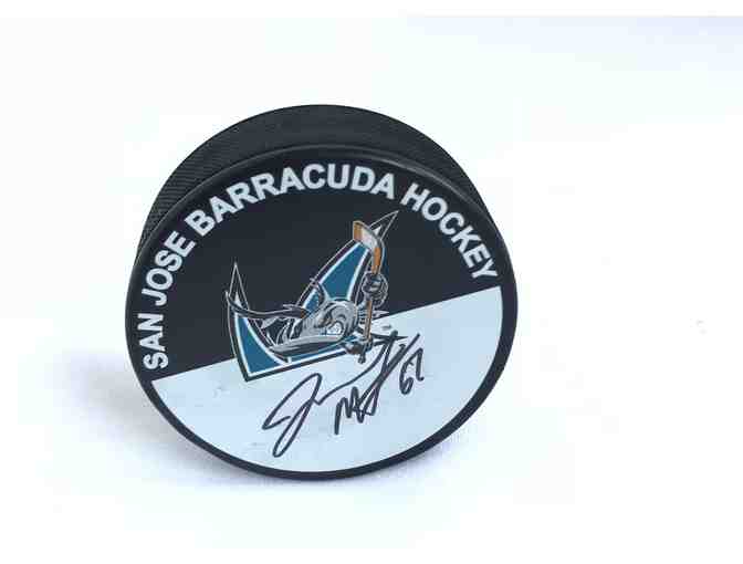 San Jose Barracuda: Puck Signed by #67 Jacob Middleton