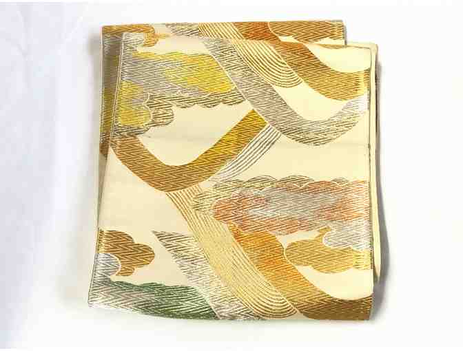 Gold with Green, Orange and Silver Design Obi Table Runner and Matching Obi Table Mat