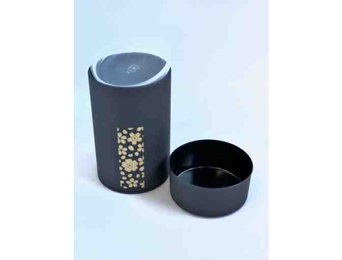 Black Tea Canister with Gold Flowers