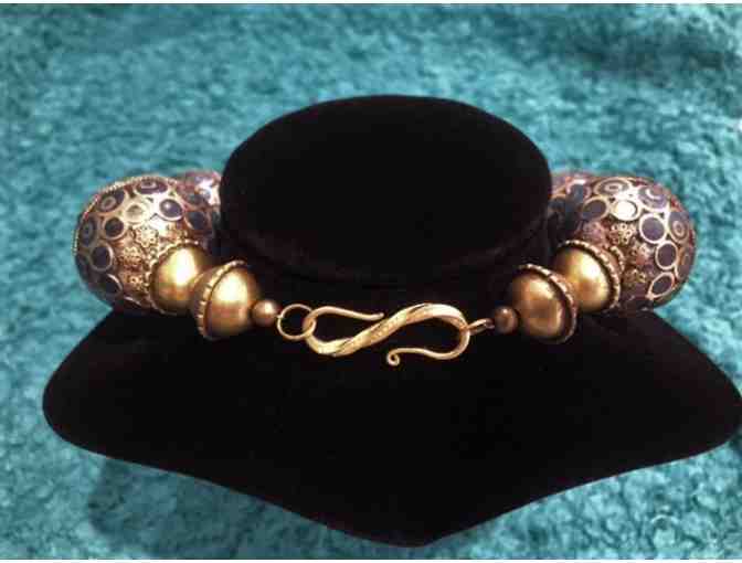 Brass & blue-enameled, Moroccan necklace