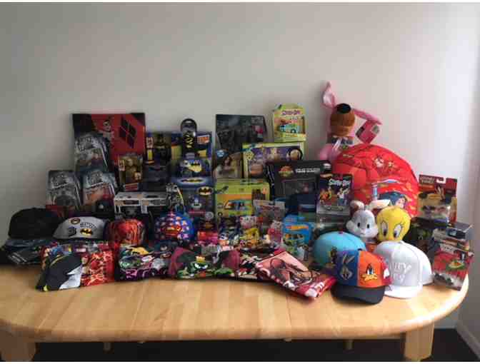 HUGE Basket of Superhero, Scooby Doo, & Looney Tunes Toys, Clothing, and More!