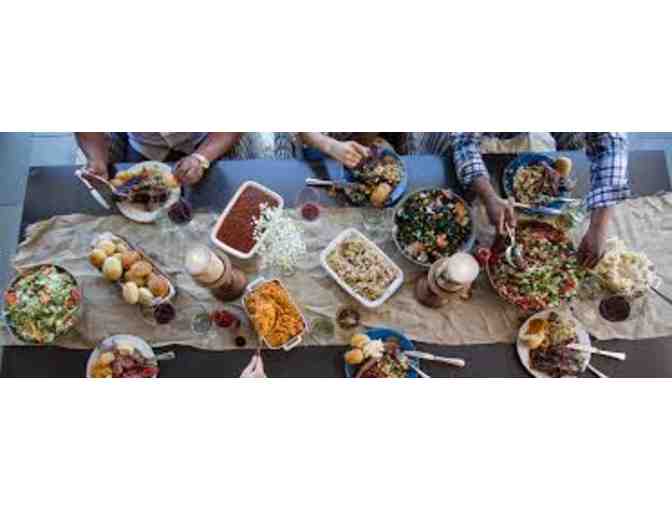 Woodranch Gift Basket including $30 Gift Card, Bottle of BBQ Sauce, and Bottle of Wine