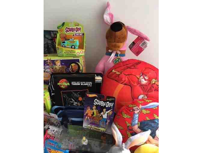 HUGE Basket of Superhero, Scooby Doo, & Looney Tunes Toys, Clothing, and More!
