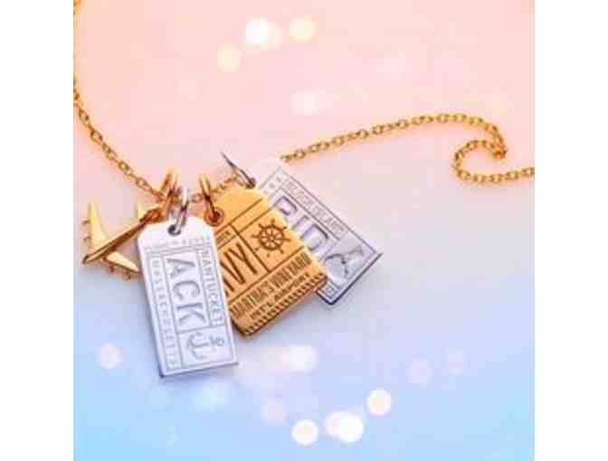 14K Gold LAX Luggage Tag Charm, Gold Vermeil Mini Plane & Gold Chain by Jet Set Candy