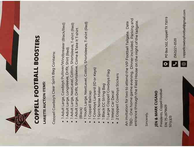 Coppell Football Boosters- Coppell Football Spirit Bundle and Tailgate Invite