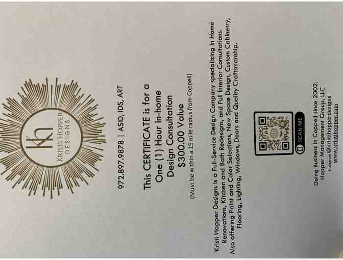 Kristi Hopper Designs- Design Consultation Gift Certificate