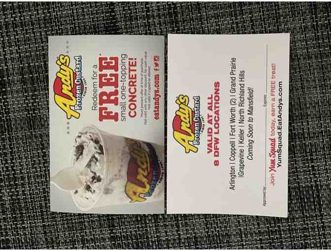 Andy's Frozen Custard: (9) Coupons for one FREE Small Concrete