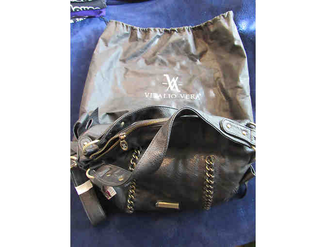 Black Vitalio Vera Purse Madison Tote Crossbody-Convertible Bag