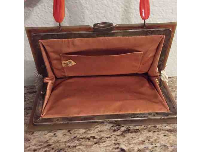 Vintage Whiting & Davis Co. beige mesh purse