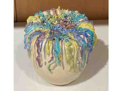 Stoneware--Thrown and Hand Piped Colored Detailing