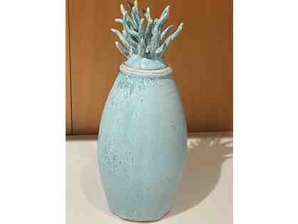 Light Turquoise Stoneware Thrown Jar