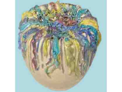 Stoneware--Thrown and Hand Piped Colored Detailing