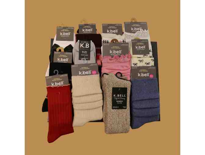 "Toe-tally Awesome Sock Collection"--12 Pairs of K. Bell Women's Socks, Size 4-10 - Photo 1