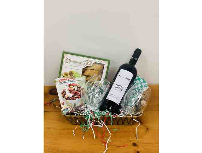 Portuguese Wine with Two (2) Glasses, Dry Fruit Mix and Biscotti