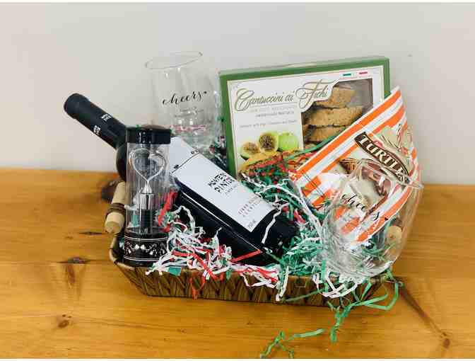 Portuguese Wine with Two (2) Glasses, Chocolates, Biscotti and a Bottle Opener