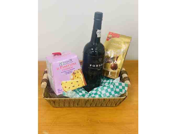 Fonseca Vintage Port Portuguese Wine with Italian Cake and Chocolates