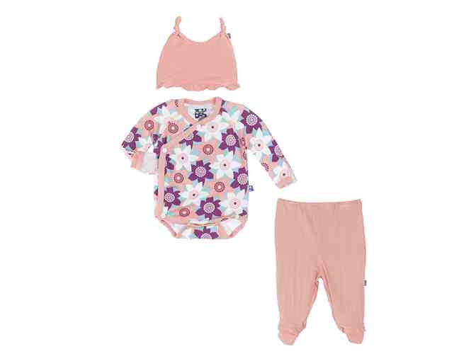 KicKee Pants -- Cribsheet, Blanket, and (3) Piece Ruffle Kimono Newborn Set