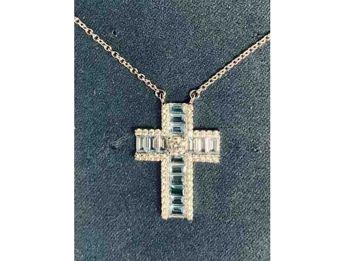 BLUE CROSS PLATINUM 16' CRISLU NECKLACE