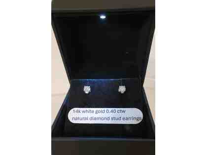 Diamond earrings: 14k white gold -- .40ctw natural diamond stud earrings