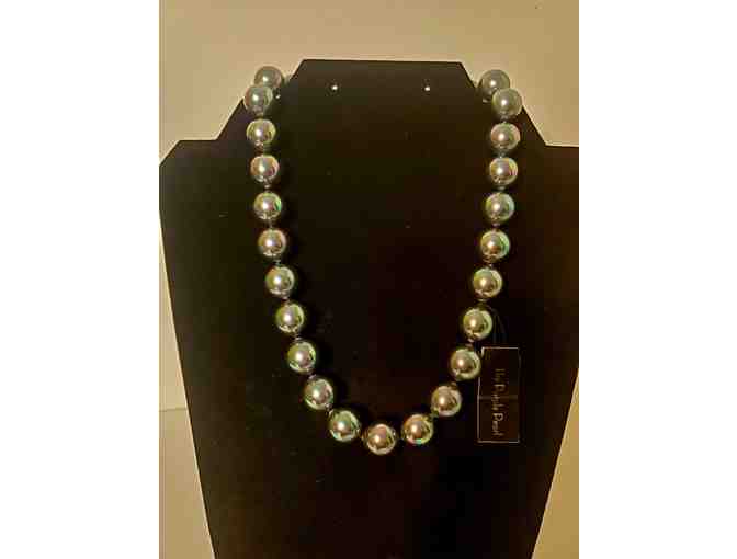 Necklace by Purple Pearl: Silver Gray 12mm pearls -- 16' strand