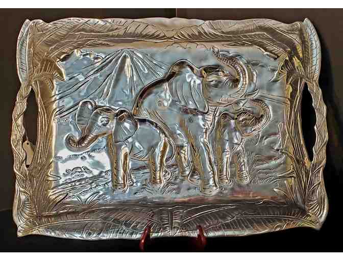 Elephants in Relief on Elegant Serving Platter by Arthur Court -- Collectible!