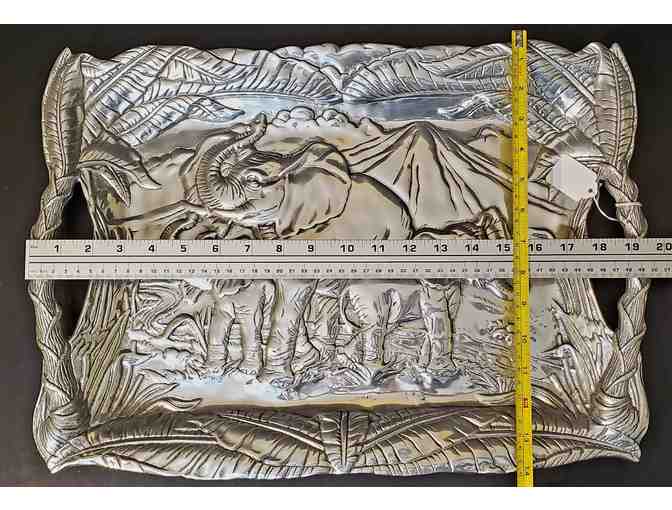 Elephants in Relief on Elegant Serving Platter by Arthur Court -- Collectible!