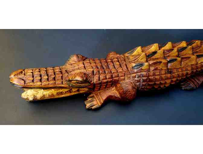 Hand-carved vintage crocodile from the artisans of Jamaica