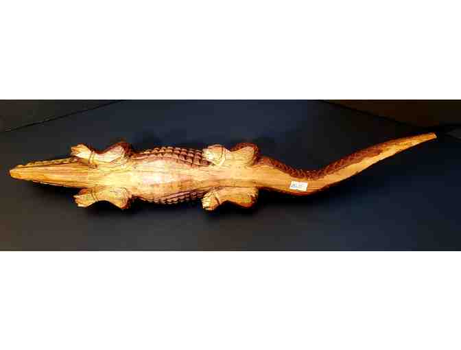 Hand-carved vintage crocodile from the artisans of Jamaica